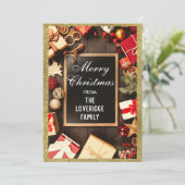 フェスティバルメリークリスマスホリデーパーティー金ゴールドグリッター シーズンカード (スタンド正面)