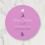 フェスティバルメリークリスマスライトパープルメッセージカード フェイバータグ (正面)