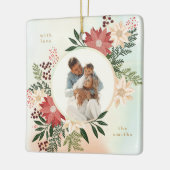 フェスティバルメリークリスマスラウンド写真植物学 セラミックオーナメント (左)