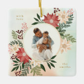 フェスティバルメリークリスマスラウンド写真植物学 セラミックオーナメント (正面)