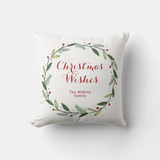 フェスティバルメリークリスマスリースホリデーデザイン クッション (正面)