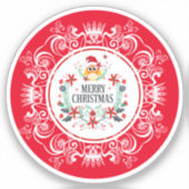 フェスティバルメリークリスマスリース&ホワイトクラウンフレーム シール (正面)