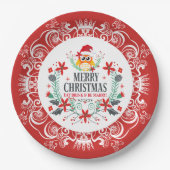 フェスティバルメリークリスマスリース&ホワイトクラウンフレーム ペーパープレート (正面)