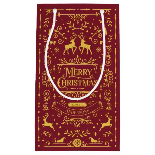 フェスティバルメリークリスマスレッドフェアリーパターン抱き枕 スモールペーパーバッグ (正面)