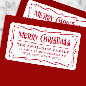 フェスティバルメリークリスマスレッドホワイト差出人住所 ラベル