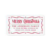 フェスティバルメリークリスマスレッドホワイト差出人住所 ラベル (正面)