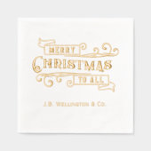 フェスティバルメリークリスマス全社名 箔ナプキン (正面)