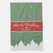 フェスティバルメリークリスマス姓スノーフレーク キッチンタオル (縦)