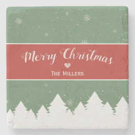 フェスティバルメリークリスマス姓スノーフレーク ストーンコースター