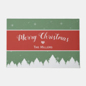 フェスティバルメリークリスマス姓スノーフレーク ドアマット (正面)