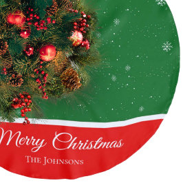 フェスティバルメリークリスマス姓スノーフレーク ブラッシュドポリエステルツリースカート