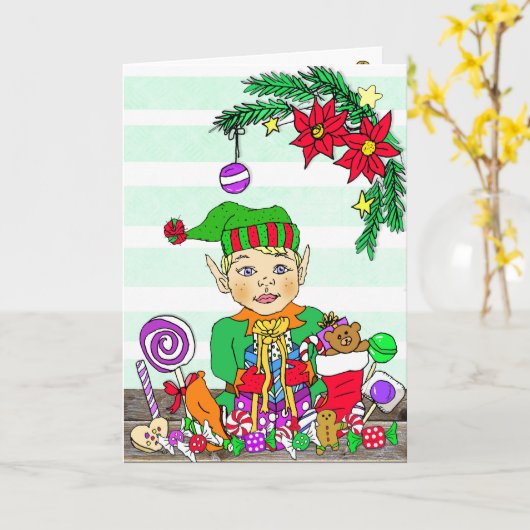 フェスティバルメリークリスマス小妖精や小人 カード (黄色い花)