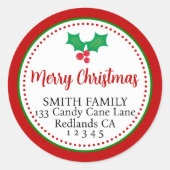フェスティバルメリークリスマス差出人住所ラベル ラウンドシール (正面)