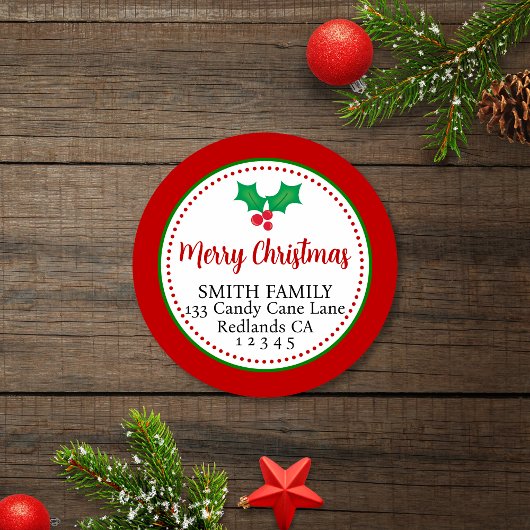 フェスティバルメリークリスマス差出人住所ラベル ラウンドシール
