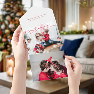 フェスティバルメリークリスマス書道写真 オールインワン招待状