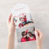 フェスティバルメリークリスマス書道写真 オールインワン招待状 (貼ってはがせる)