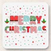 フェスティバルメリークリスマス水玉模様付き手紙 コースター (正面)
