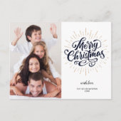 フェスティバルメリークリスマス金ゴールドスターバストワンフォト ポストカード (正面)