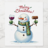 フェスティバルメリークリスマス雪だるま飲む ワインラベル (シングルラベル)