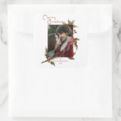 フェスティバルメリークリスマス |ホリー |写真 スクエアシール (バッグ)