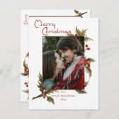 フェスティバルメリークリスマス |ホリー |写真 ポストカード (正面/裏面)