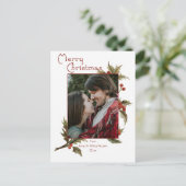 フェスティバルメリークリスマス |ホリー |写真 ポストカード (スタンド正面)
