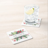 フェスティバルメリーパーソナライズされたクリスマスの装飾品 スクエアペーパーコースター (インサイチュ)