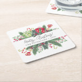 フェスティバルメリーパーソナライズされたクリスマスの装飾品 スクエアペーパーコースター (アングル)