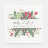 フェスティバルメリーパーソナライズされたクリスマスの装飾品 スタンダードランチョンナプキン (正面)