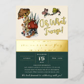 フェスティバルメリーマッシュルームクリスマスホリデーパーティー 箔招待状 (正面)