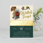 フェスティバルメリーマッシュルームクリスマスホリデーパーティー 箔招待状 (立ち正面)