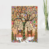 フェスティバルモダンおもしろいうれしそうなクリスマスツリー カード (正面)