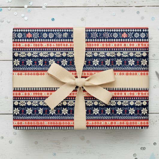 フェスティバルモダンかわいいピンクの醜いクリスマスセーター ラッピングペーパー