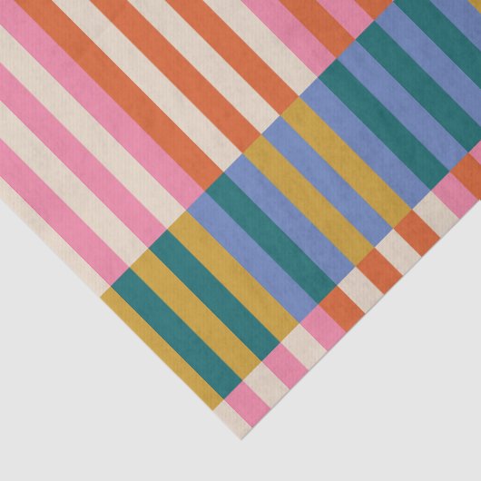 フェスティバルモダンの格子模様オレンジ、ピンク、青、緑 薄葉紙 (詳細)