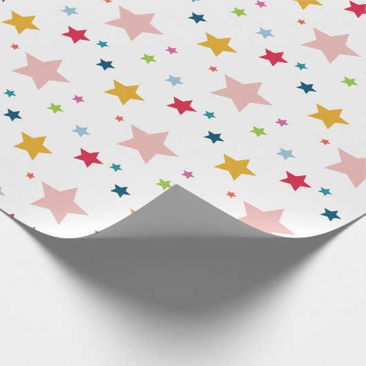 フェスティバルモダンはっきりしたカラフル虹 ラッピングペーパー (角)