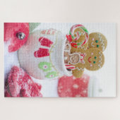 フェスティバルモダンウィンタークリスマスホリデーズクッキー ジグソーパズル (横)