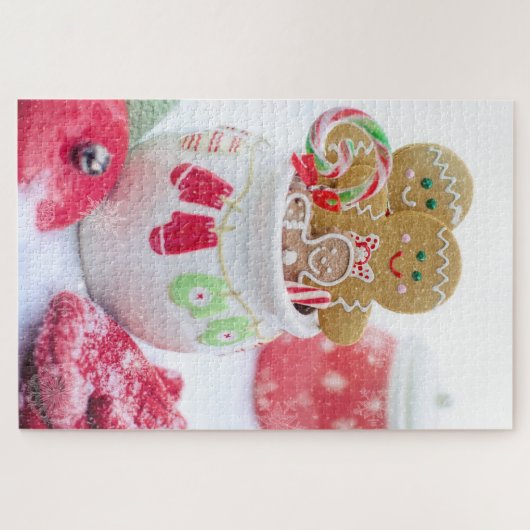 フェスティバルモダンウィンタークリスマスホリデーズクッキー ジグソーパズル (横)