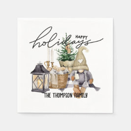 フェスティバルモダンウォーターカラーサンタクロースホワイト スタンダードカクテルナプキン