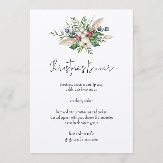 フェスティバルモダンウォーター色ホリデークリスマスディナー メニュー (正面)