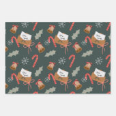 フェスティバルモダンクリスマスソックス模様セット3 ラッピングペーパーシート (正面3)