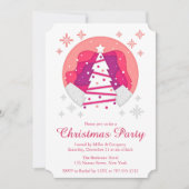 フェスティバルモダンクリスマスツリークリスマスパーティー 招待状 (正面)
