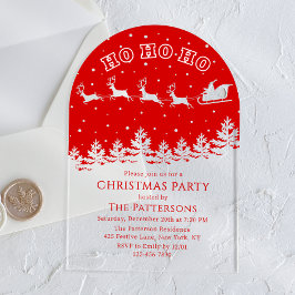 フェスティバルモダンクリスマスパーティーサンタレッド アクリル招待状