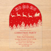 フェスティバルモダンクリスマスパーティーサンタレッド アクリル招待状 (正面)