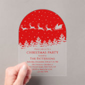 フェスティバルモダンクリスマスパーティーサンタレッド アクリル招待状 (インサイチュ (ポータブル))