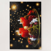 フェスティバルモダンクリスマスホリデーキャンドルシック ジグソーパズル (縦)