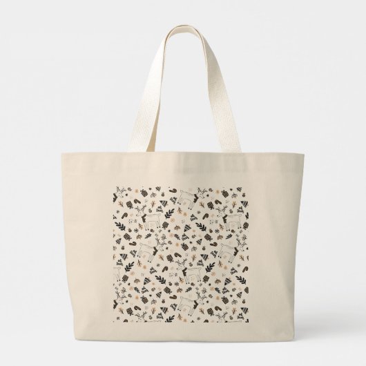 フェスティバルモダンクリスマスホリデートナディアパターン ラージトートバッグ (裏面)