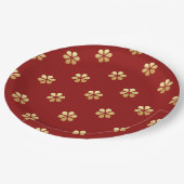 フェスティバルモダンクリスマスレッド&金ゴールドデイジー ペーパープレート (アングル)