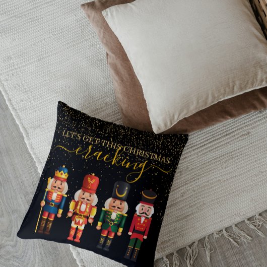フェスティバルモダンクリスマス黒可愛くるみ割り クッション