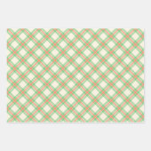 フェスティバルモダングリーンとオレンジの格子模様 ラッピングペーパーシート (正面2)