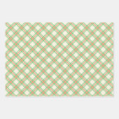 フェスティバルモダングリーンとオレンジの格子模様 ラッピングペーパーシート (正面)